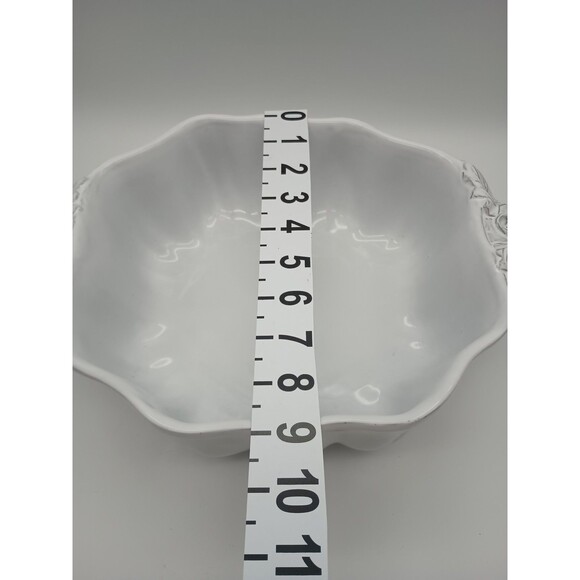 Sur La Table Bowl Embossed Pumpkin White Double Handled Serving 9" - Picture 5 of 9